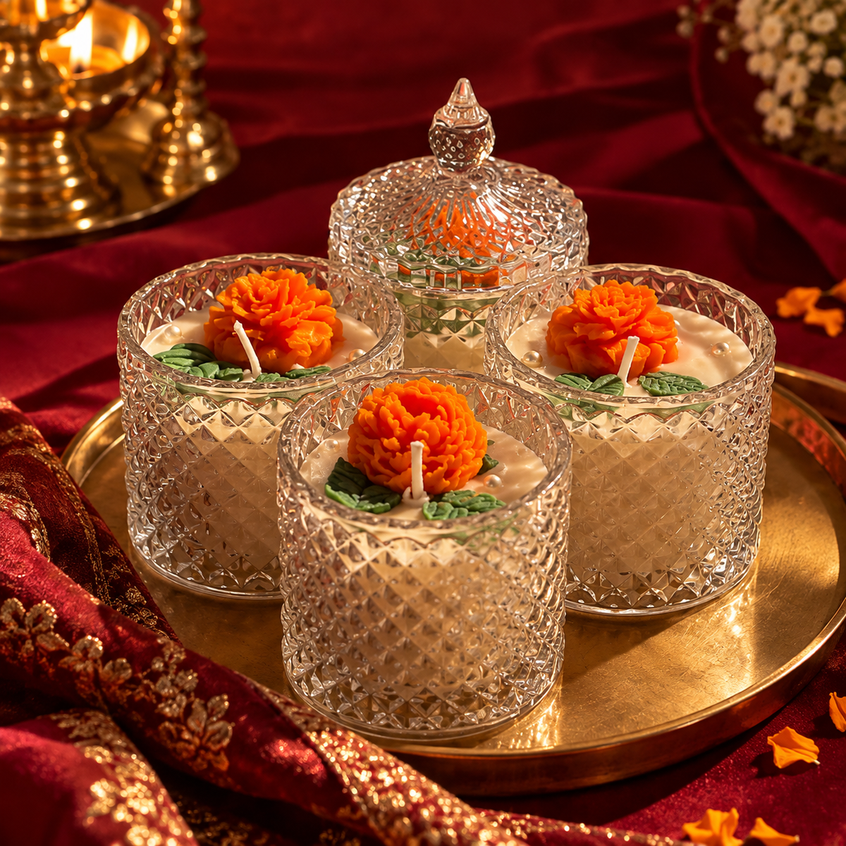 Marigold Scented Jar  Candle – A Touch of Festive Luxury
