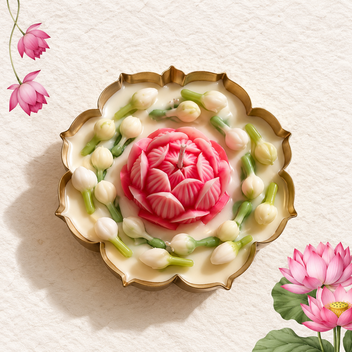 Mogra & Lotus Bloom Urli Candle- A Garden of Festive Elegance