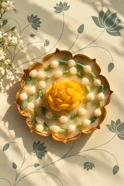Mogra & Lotus Bloom Urli Candle- A Garden of Festive Elegance
