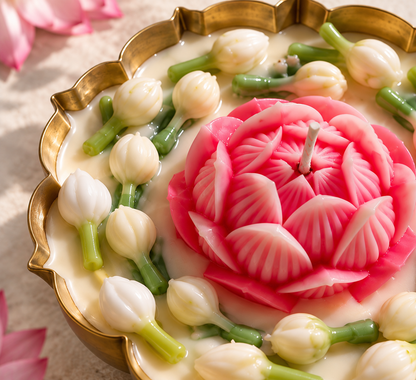 Mogra & Lotus Bloom Urli Candle- A Garden of Festive Elegance