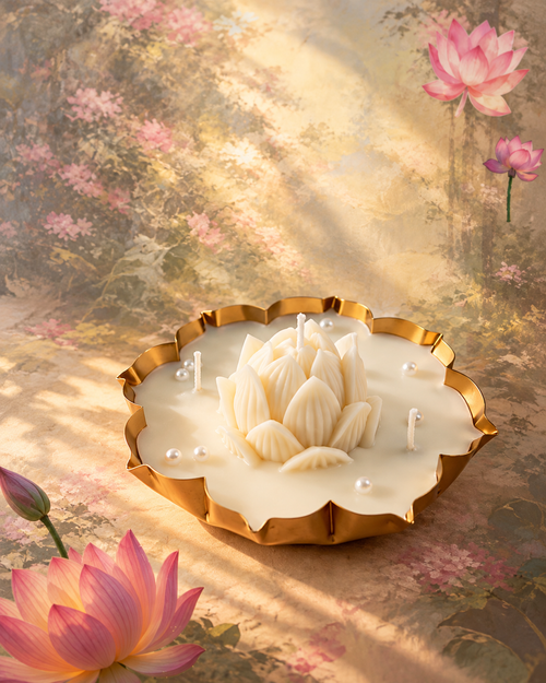 White Lotus Bloom Urli Candle – Serenity in Every Petal