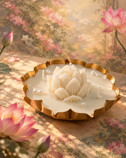 White Lotus Bloom Urli Candle – Serenity in Every Petal