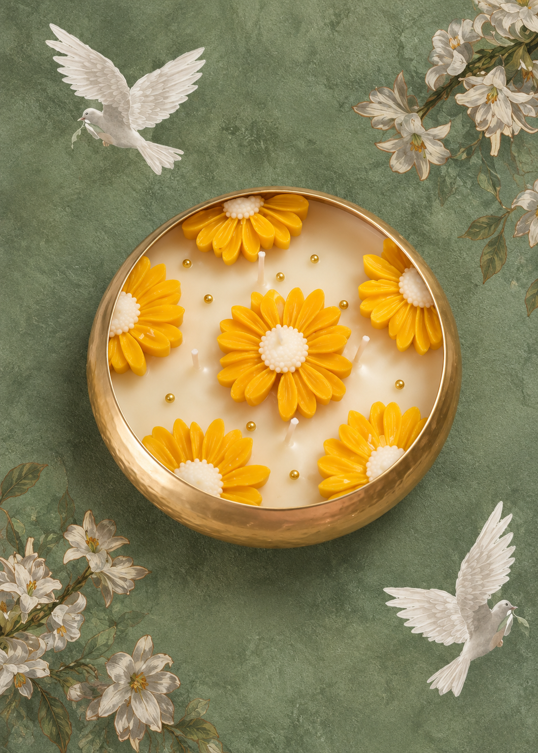 Daisy Bloom Urli Candle – A Garden of Golden Blooms