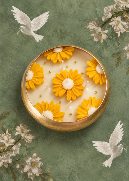 Daisy Bloom Urli Candle – A Garden of Golden Blooms