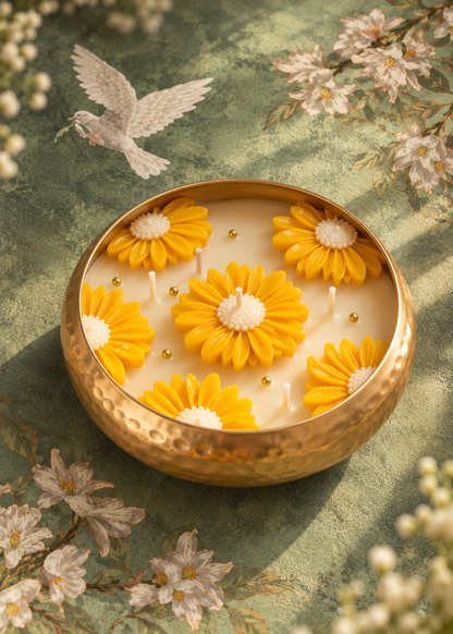 Daisy Bloom Urli Candle – A Garden of Golden Blooms