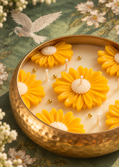 Daisy Bloom Urli Candle – A Garden of Golden Blooms