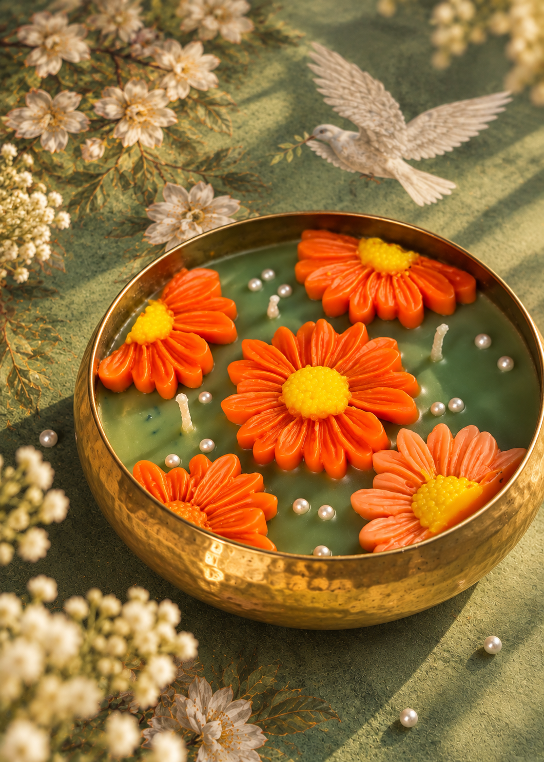 Daisy Bloom Urli Candle – A Garden of Golden Blooms