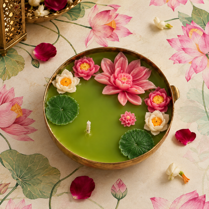 Kamal Baag hammered  Urli Candle – A Garden of Serenity