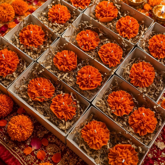 Marigold candles I Diwali Decor Candles