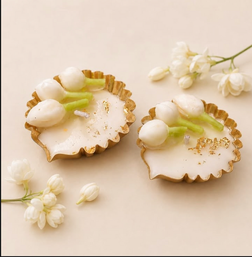 Ruffled Mogra Diya Candle | 2.5