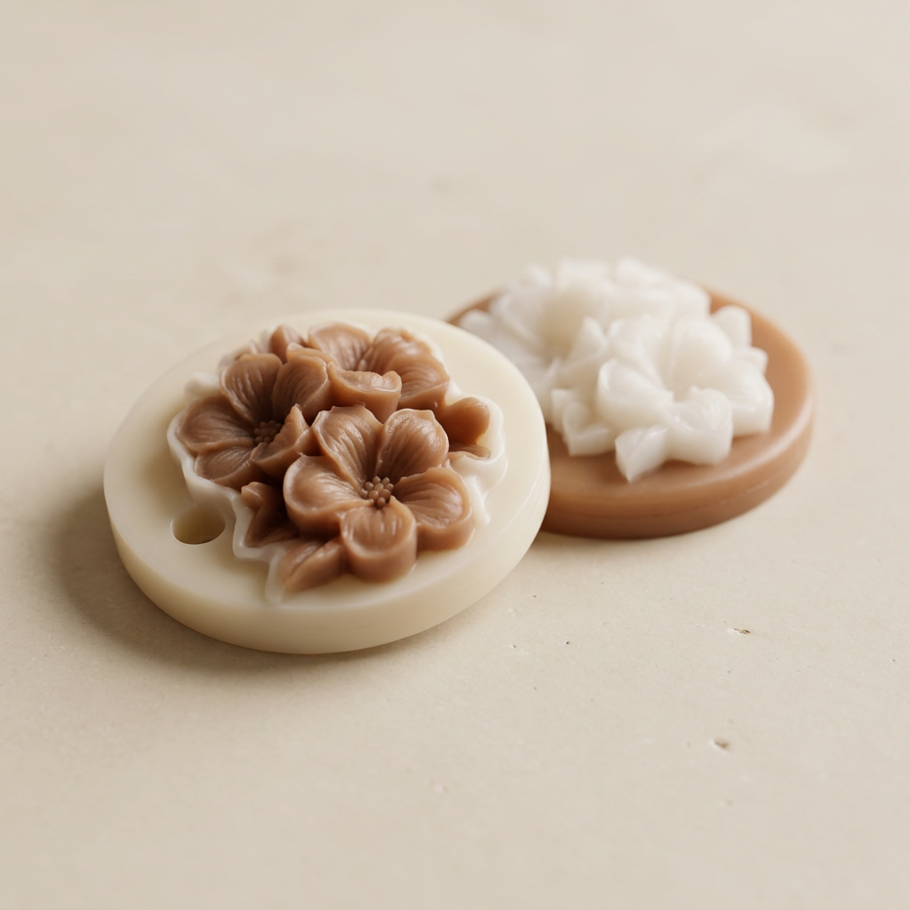 Close-up of the floral wax details
