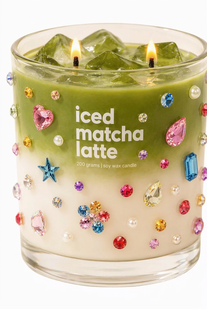 Iced Matcha Latte candle without the pancha tatwa text
