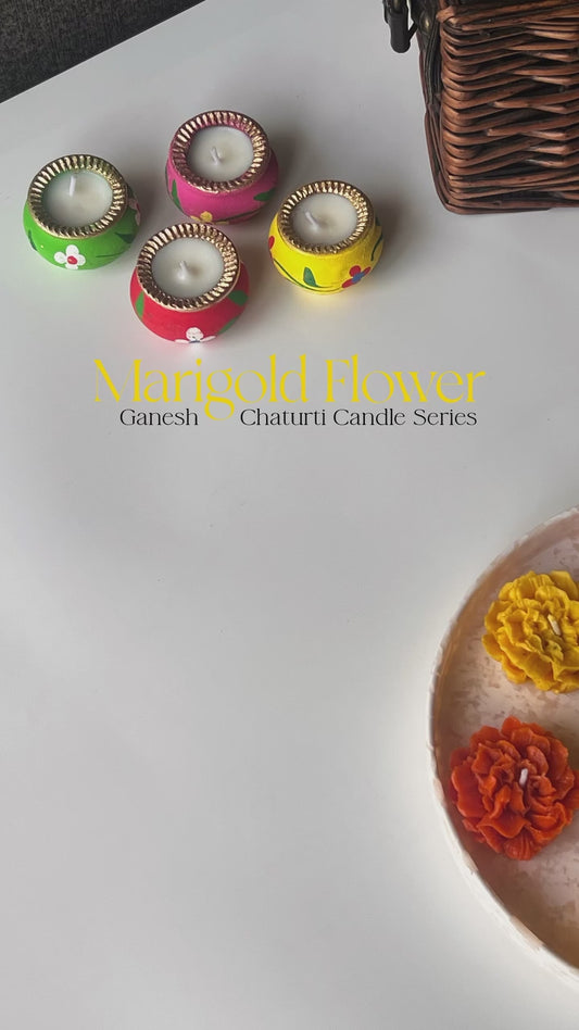 Marigold candles I Diwali Decor Candles